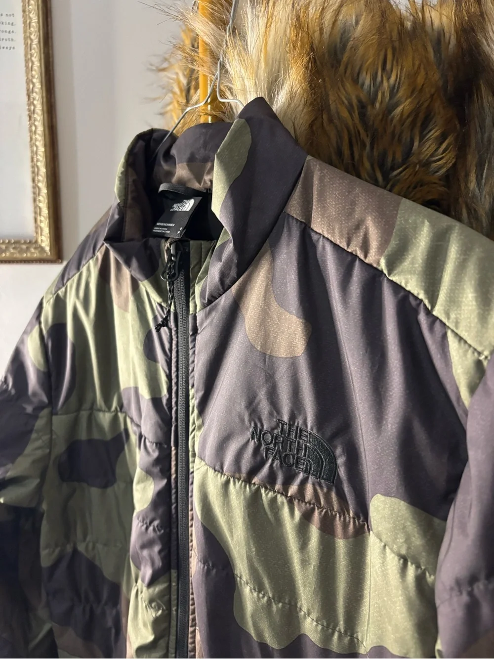 The North Face Men's Camo Puffer Jacket - Olive/Brown